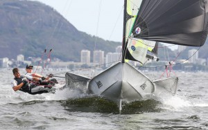 Breaks, bruises and capsizes in Guanabara Bay on the first day of the 49er and 49erFX Intergalactics in Rio