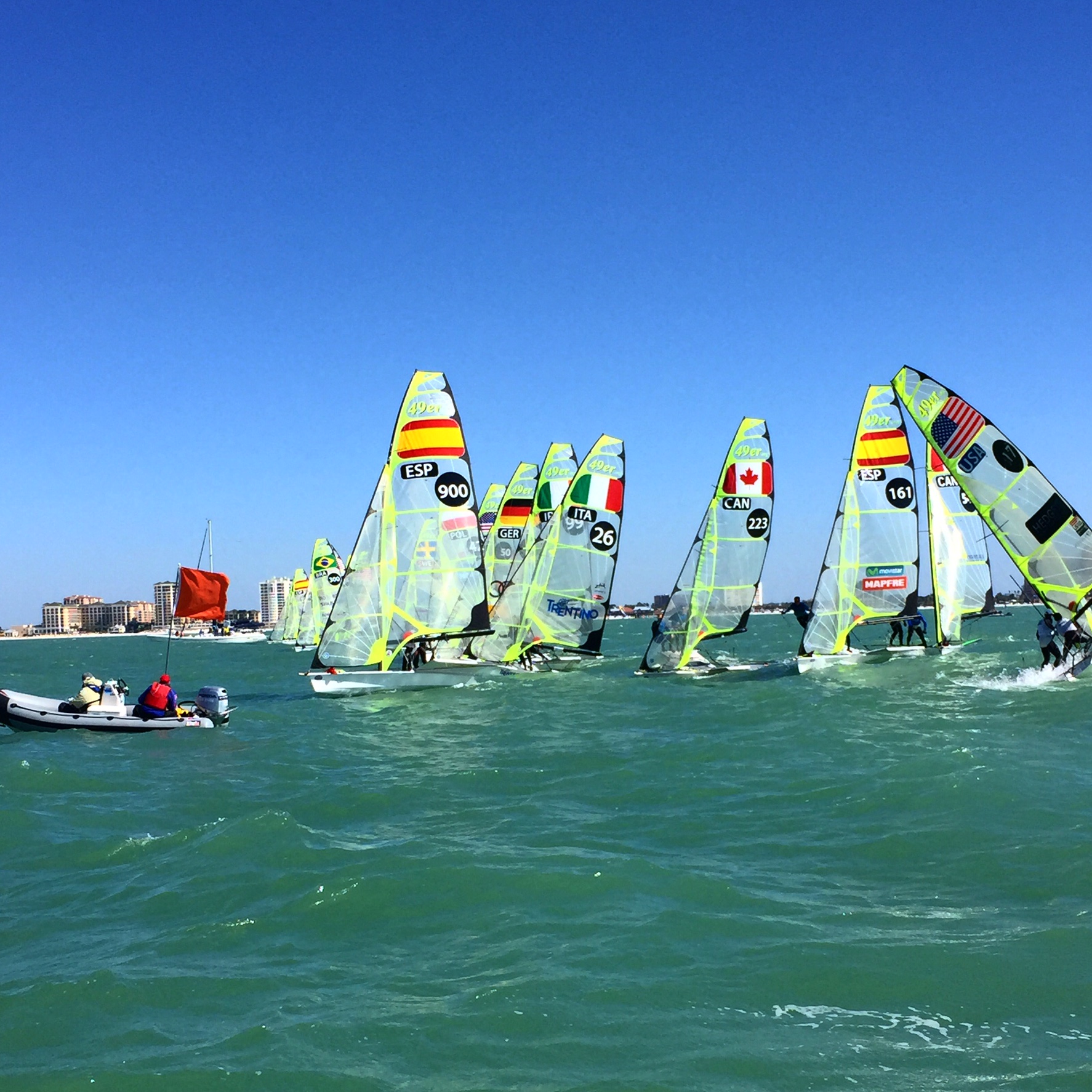 Lumpy Conditions Greet 49er Fleets on Day 1 of the North Americans