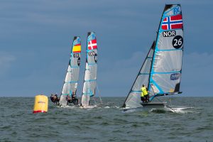 Spanish Junior Sailing Sisters, Including Teenaged Crew, Take Over Outright Lead in Olympic 49erFX Finals