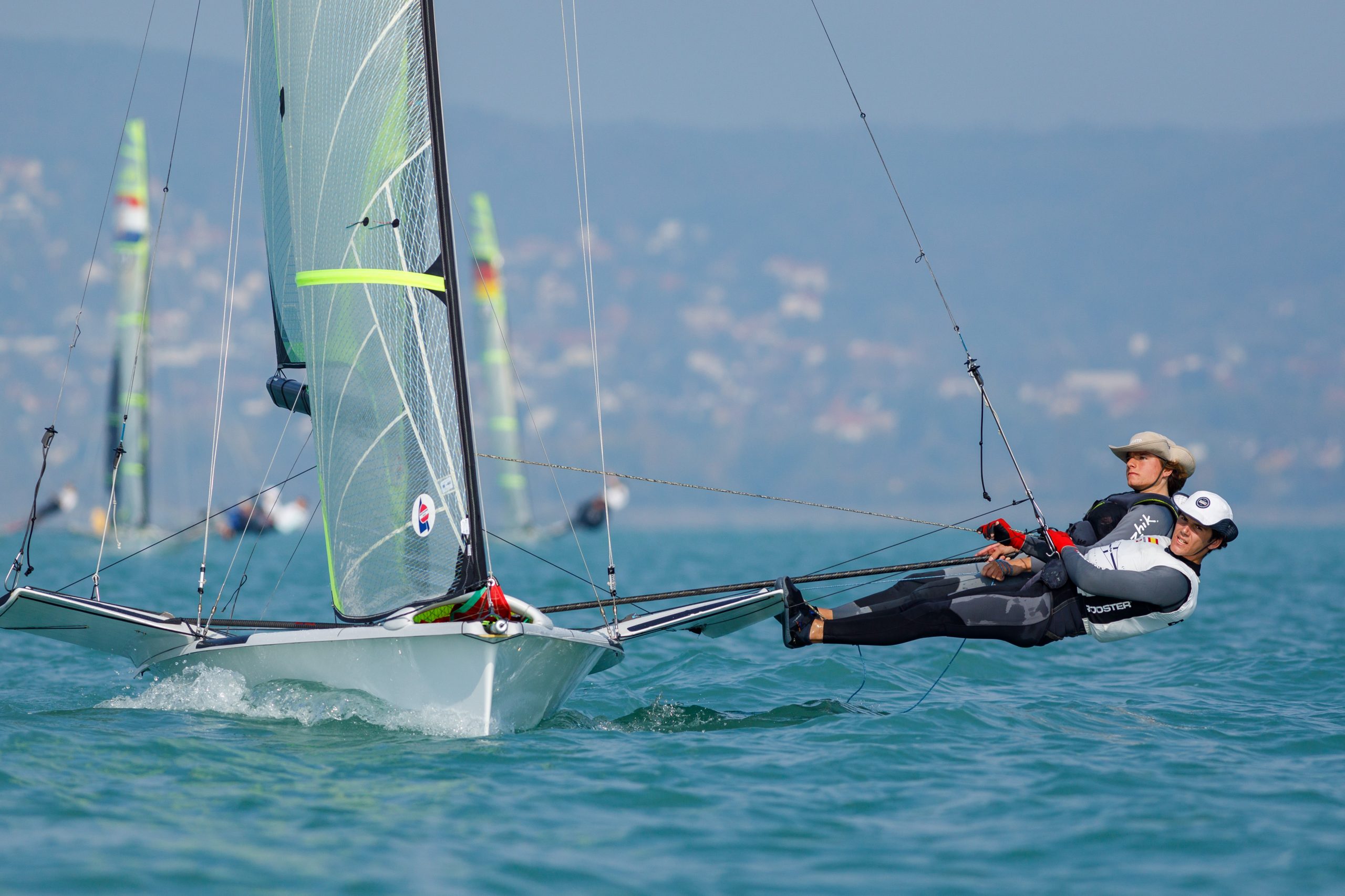 Hungarian boat wins the first race at the 49er and 49erFX Junior European Championships