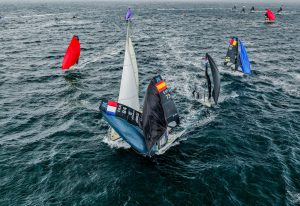 49erFXs clash with a wayward cruising boat that strayed on to the race course