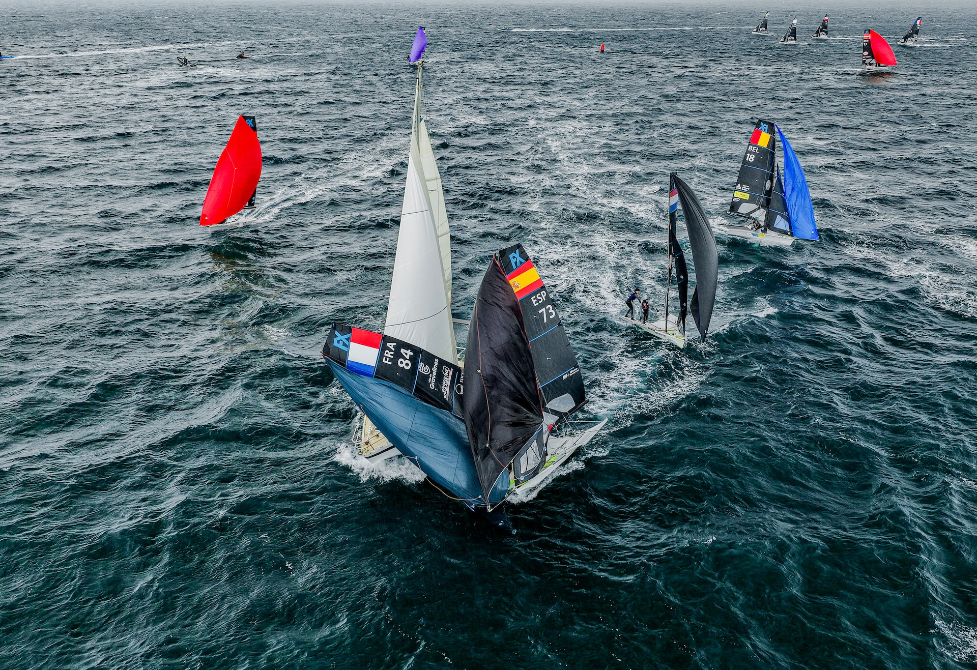 49erFXs clash with a wayward cruising boat that strayed on to the race course